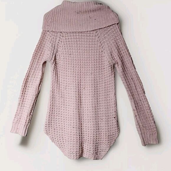 Pink Knit Tunic Sweater Womens Medium Cowl Neck Candy Speckled Chic Winterwear - Picture 2 of 11